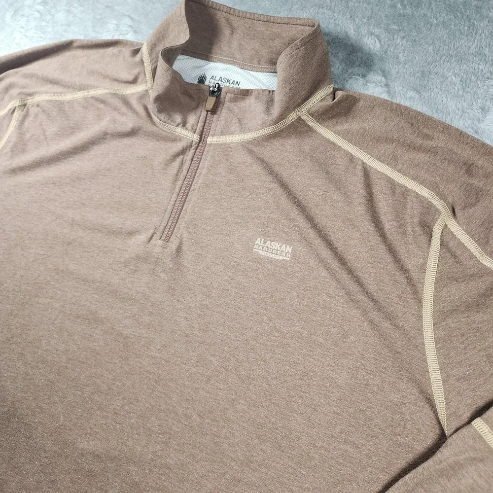 Alaskan Hardgear‎ Pullover Mens 3XL Brown 1/4 Zip Fishing Mesh Lined Outdoor